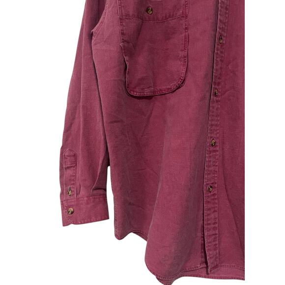 Tommy Hilfiger Vintage Mens L Button Up Embroidered Crest Pockets Faded Red - Picture 4 of 6